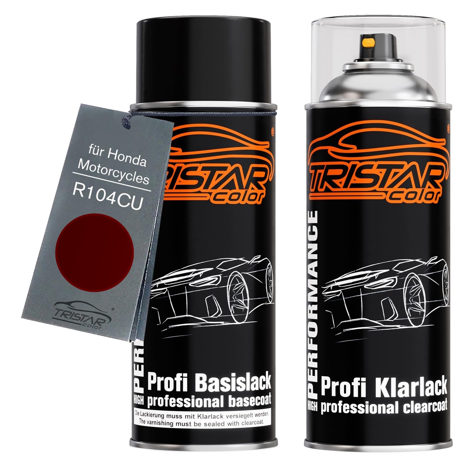 TRISTARcolor Motorcycle paint Spray can set for Honda Motorcycles R104CU Candy Muse Red Perl Base coat clear coat spray can 400ml