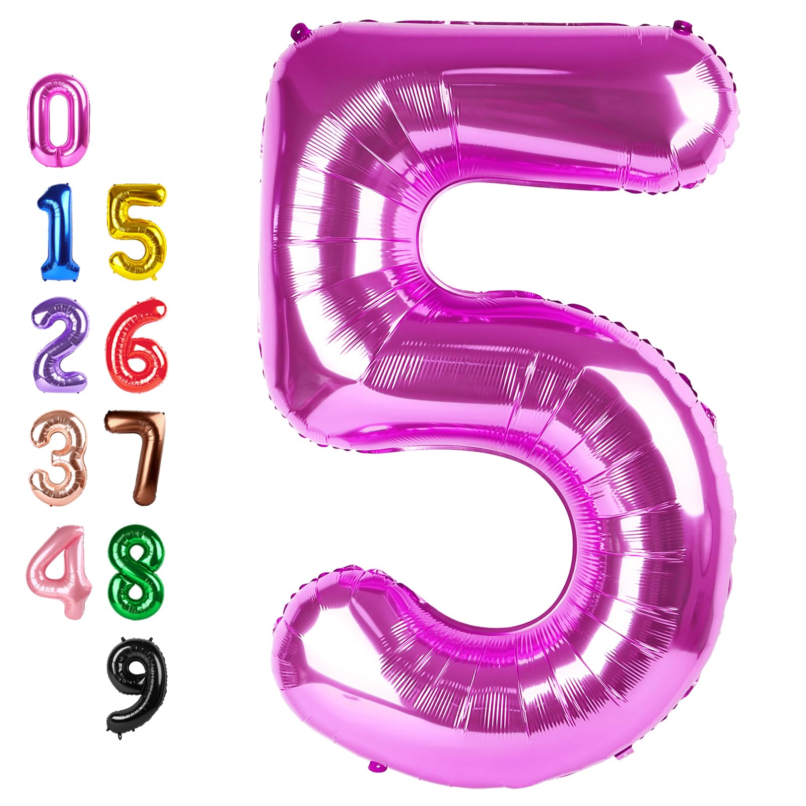 Number Balloons 5 Balloon Hot Pink for 5th Birthday Party Decoration, 40 in