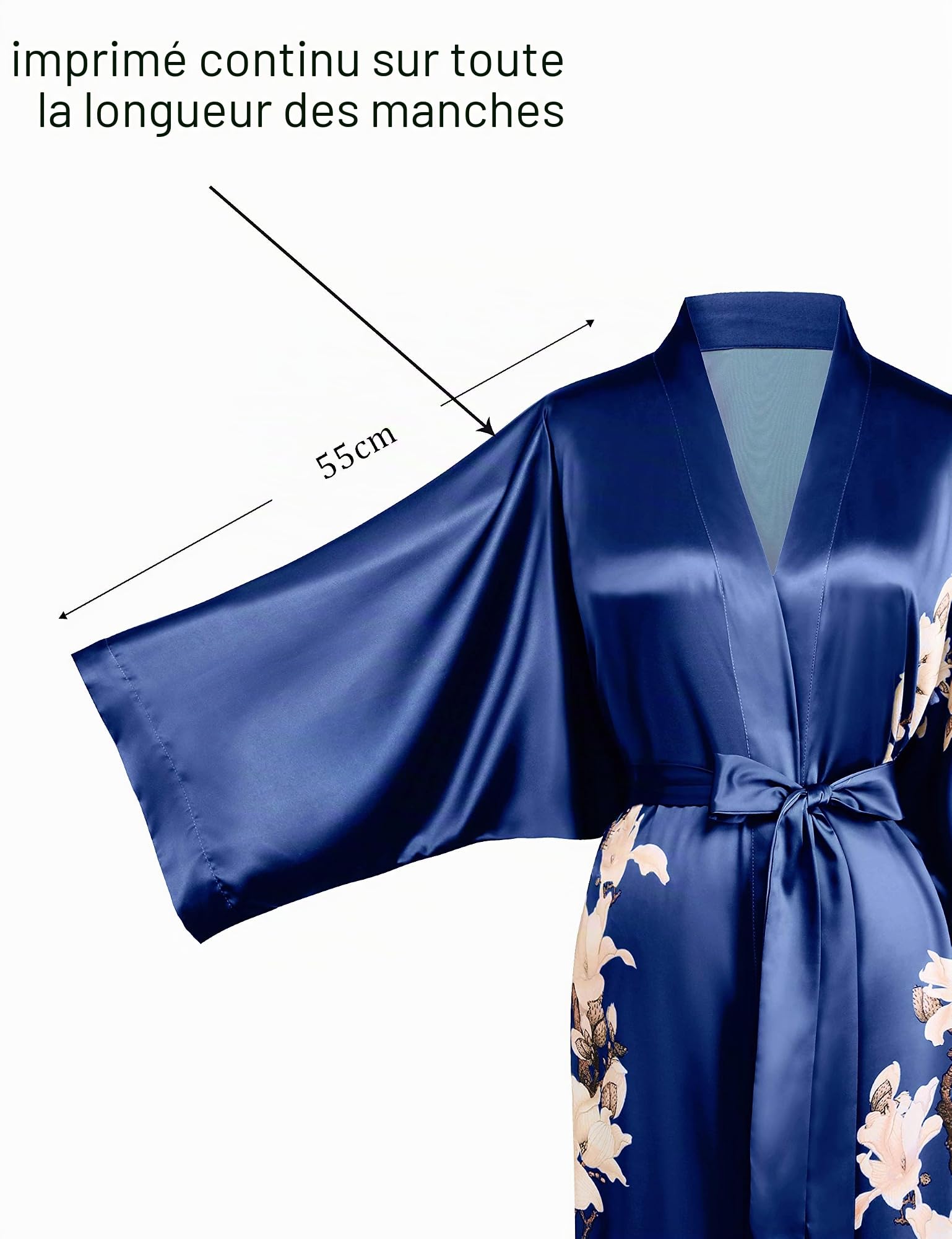 BABEYOND Robe de Chambre Longue Kimono Floral - Chemise de Nuit Femme 53"/135cm