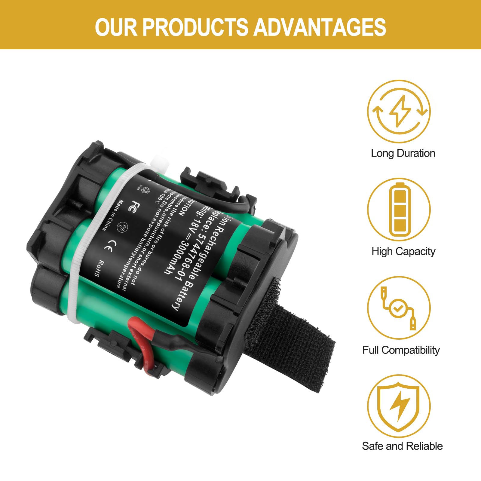 Batería de Litio 3000mAh 18V Compatible con Gardena R38Li R40Li R45Li R50Li R70Li R75Li R80Li, Flymo 1200R, Husqvarna Automower 105 305 308 308X, McCulloch Rob R600 R800 R1000