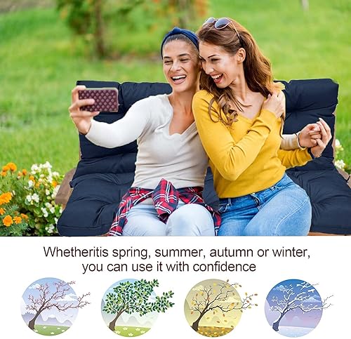 Miniatura 2 de bumuam Cojines de asiento de repuesto, cojines de columpio para exteriores, impermeables, para porche, 3 plazas, con respaldo, cojín de banco para