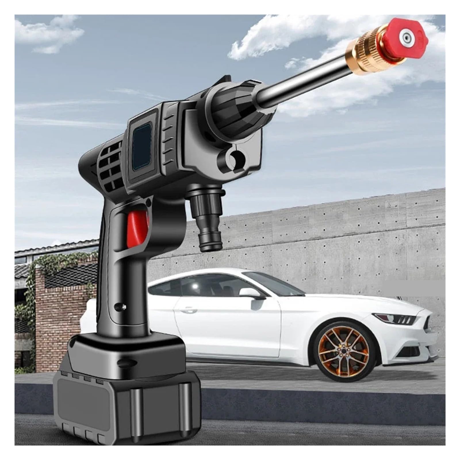 Pistolet d'arrosage avec embout multi-jets, Nettoyeur haute pression électrique sans fil, générateur de mousse 10000/20000mAh, lave-auto(20000mAh Battery)