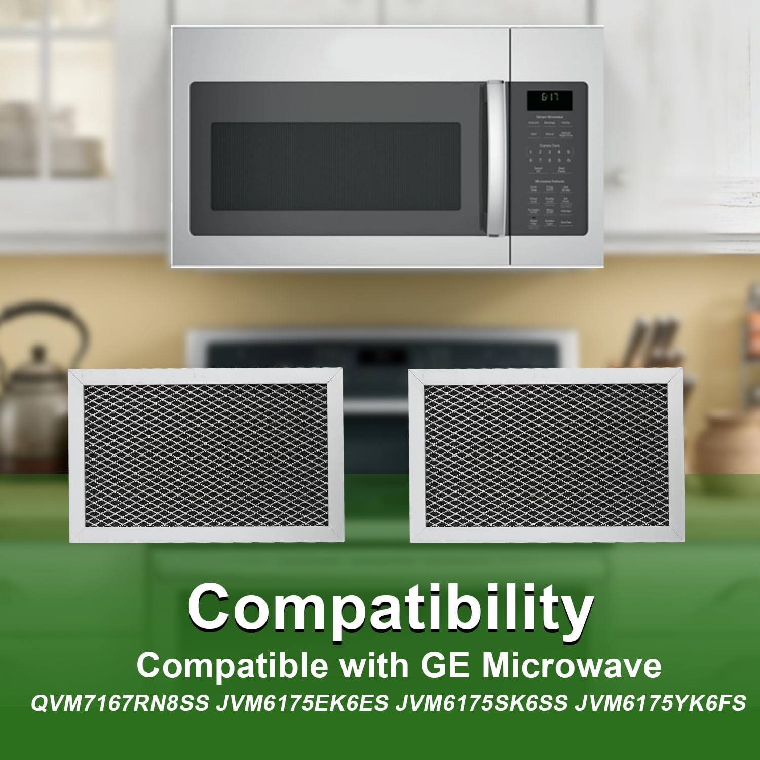 2PCS Microwave Charcoal Filters Compatible with GE Microwave JVM6175EK6ES JVM6175YK6FS QVM7167RN8SS JVM6175SK6SS