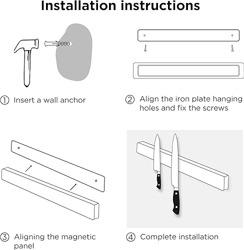 Miniatura 5 de HBlife Soporte magnético para cuchillos de 16 pulgadas para pared, potentes tiras magnéticas para cuchillos, soporte magnético de cocina para
