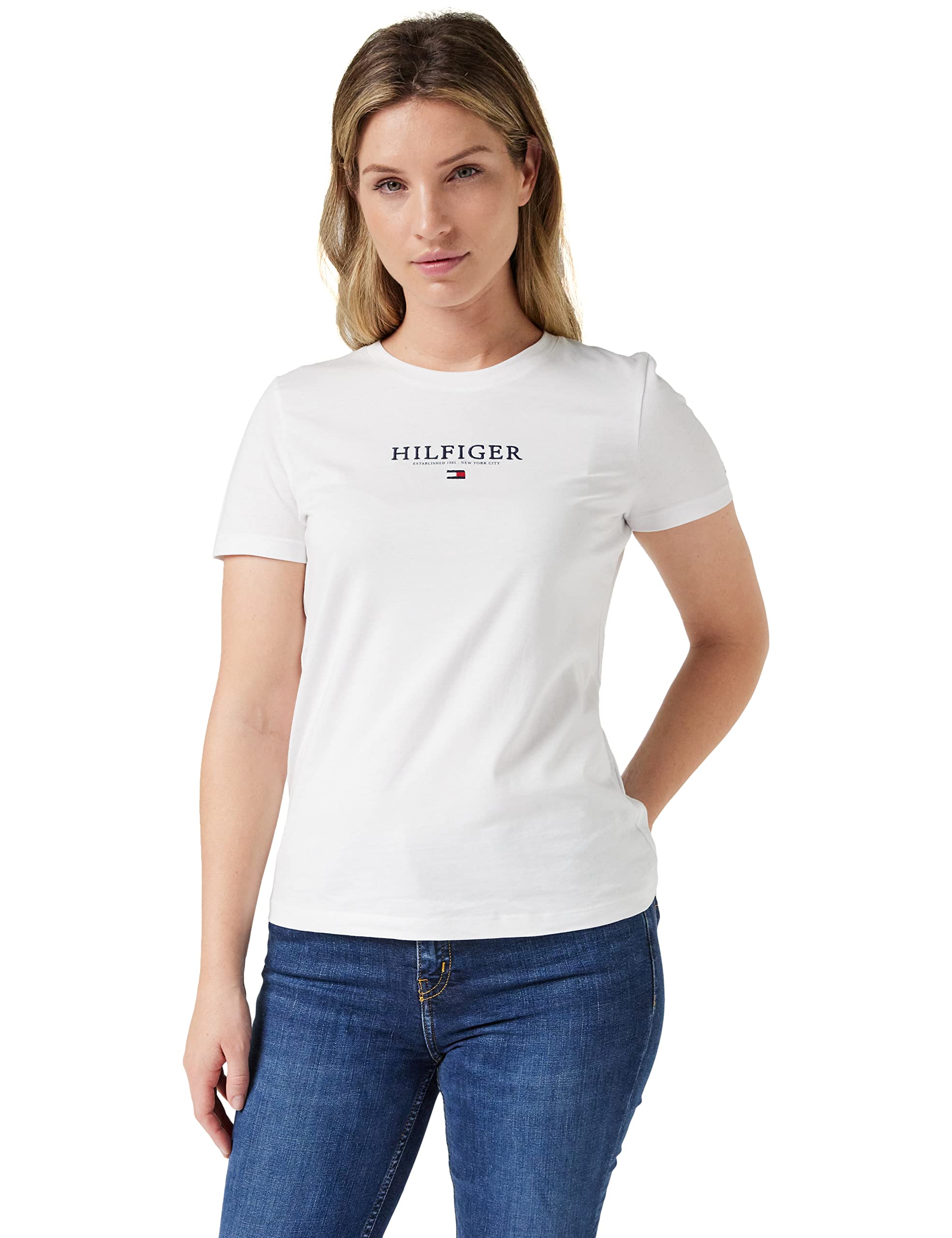 Tommy Hilfiger Camisetas de Punto de Manga Corta para Mujer
