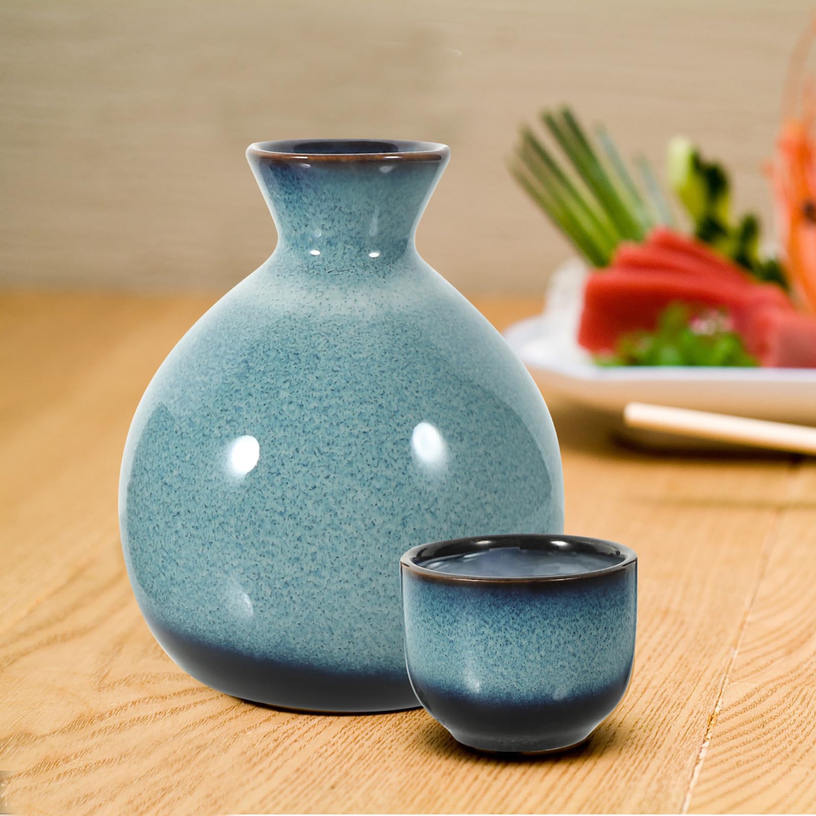 UKCOCO Services et Carafes à Saké en Céramique Tasse à Saké de Style Japonais, Surface Opacifiée et Toucher Doux, pour Hôtels et Restaurants Couleur Aléatoire