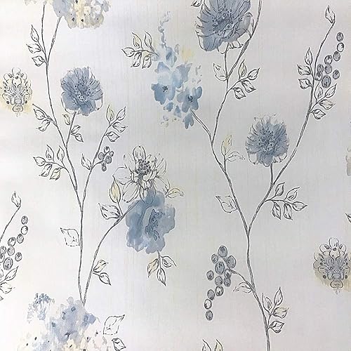 Miniatura 3 de SSamall Papel tapiz floral azul para pegar y despegar, extraíble, cubierta de PVC, estantes de armarios, muebles, rollo de película de vinilo de
