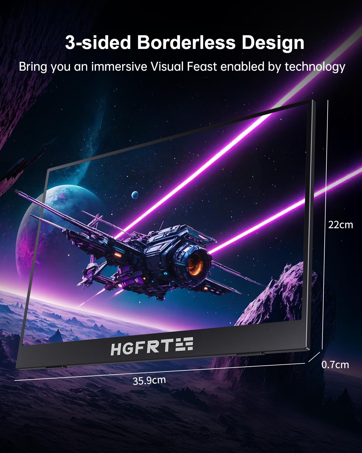 HGFRTEE 15,6 pollici monitor portatile touch screen FHD 1920 x 1080 IPS – display touch screen con USB-C/HD, montaggio VESA, modalità di protezione degli occhi per console, 15,6T