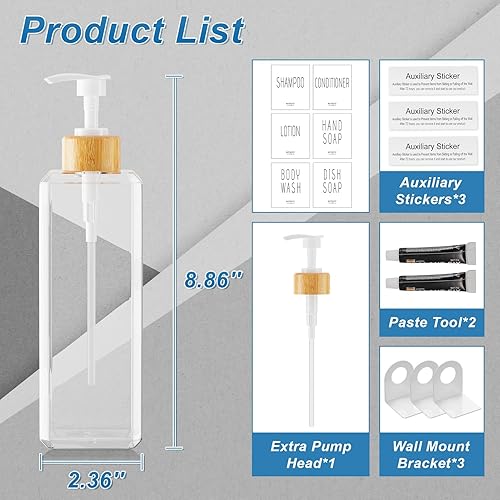 Miniatura 5 de VITVITI Dispensador de champú y acondicionador, dispensador de jabón de ducha recargable de 17 onzas montado en la pared, botellas de ducha de