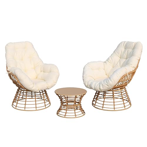 Swivel Chairs for Outside Patio Set of 3, 360 Degree