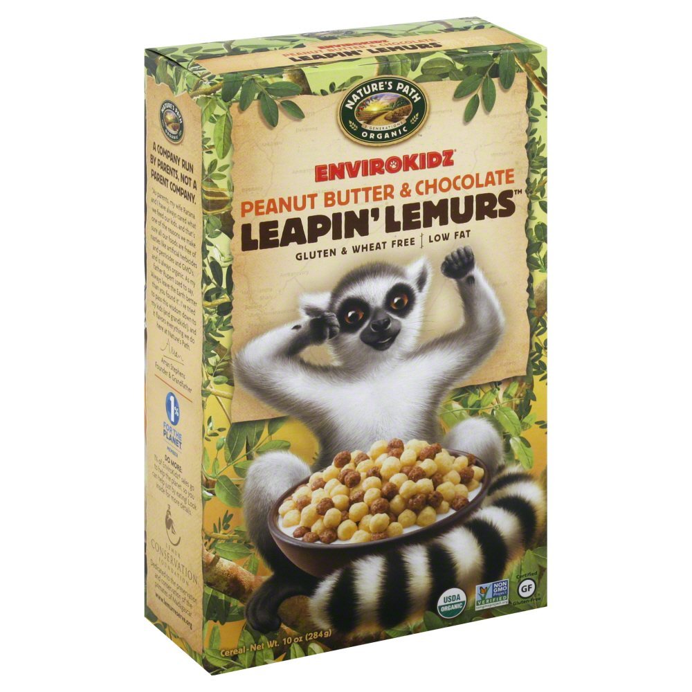 Nature's Path EnviroKidz Organic Cereal, Peanut Butter & Chocolate Leapin Lemurs, Gluten Free, 10 Oz Box (Pack of 6)
