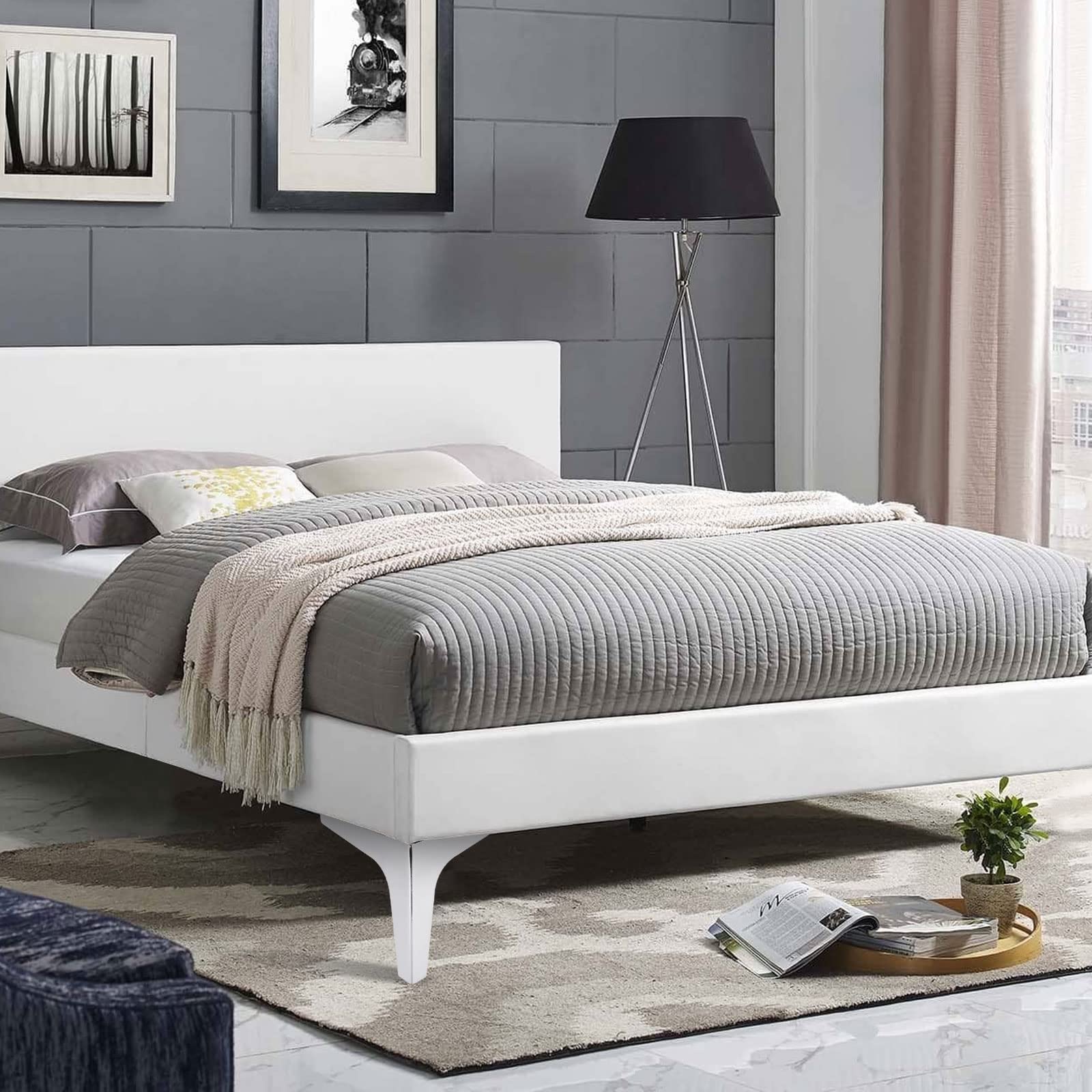 MIVIDE 8 Triangulares de Metal para Muebles, Patas para Muebles Plateado 15 cm, Patas de Metal Modernas para sofá, Mesa, Capacidad de Carga de hasta 800 kg