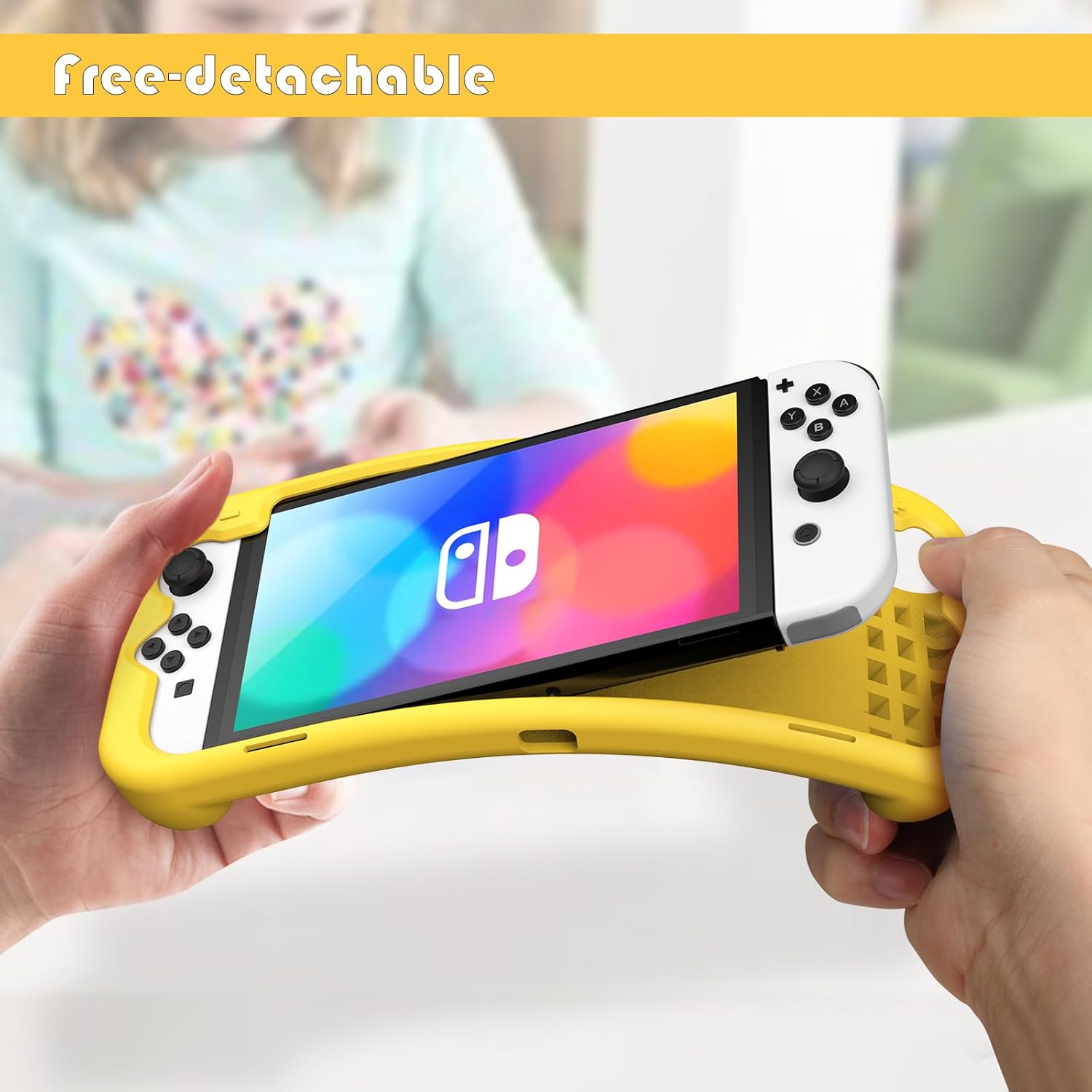 KENOBEE Silicone Case for Nintendo Switch OLED Model 2021, Soft Lightweight Ergonomic Grip Protective Cover with Shock-Absorption and Anti-Scratch Design for Switch OLED Console 7.0", Yellow - Image 5