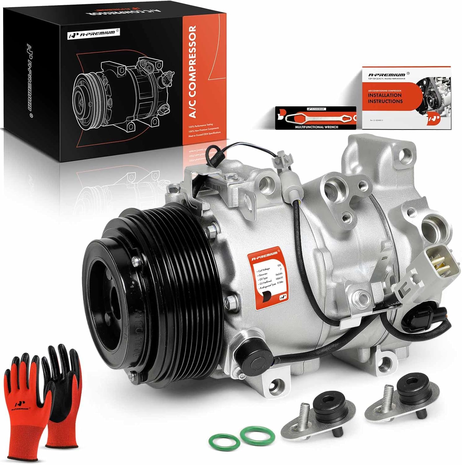 A-Premium A/C Compressor with Clutch Compatible with Lexus RX350 3.5L 2007-2009 Sport Utility