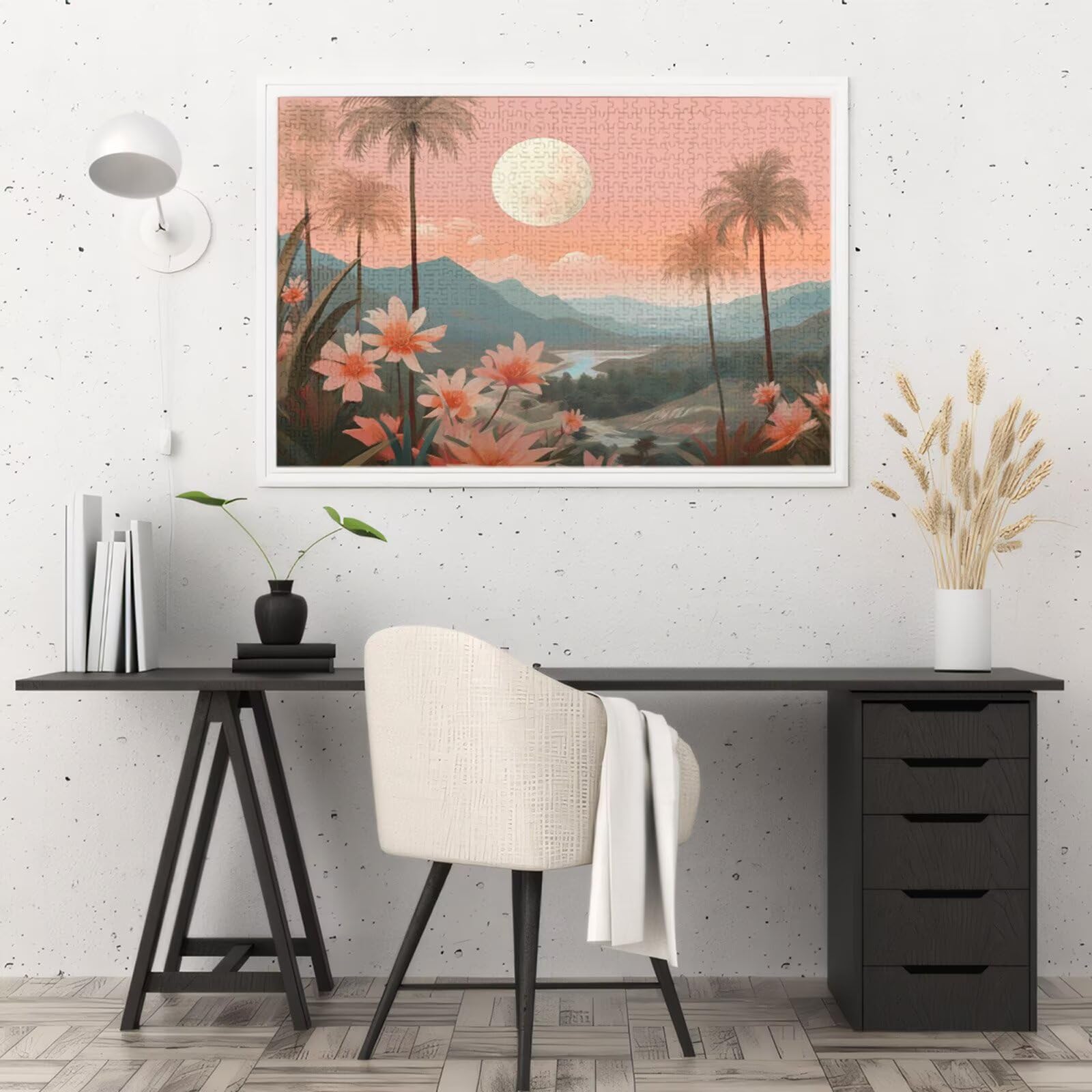 5000 sztuk puzzli dla dorosłych, kreatywne niemożliwe puzzle dla dorosłych początkujących, duża drewniana układanka z plakatem i pudełkiem do przechowywania, prezenty dla kobiet, motyw: księżyc i góra