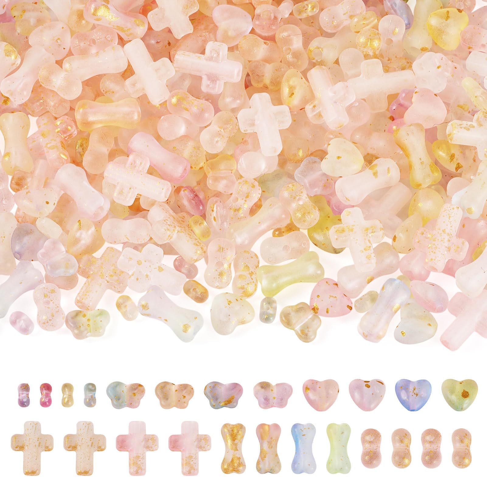 Perles en acrylique multicolores forme cœur et papillon pour concevoir des cadeaux personnalisés