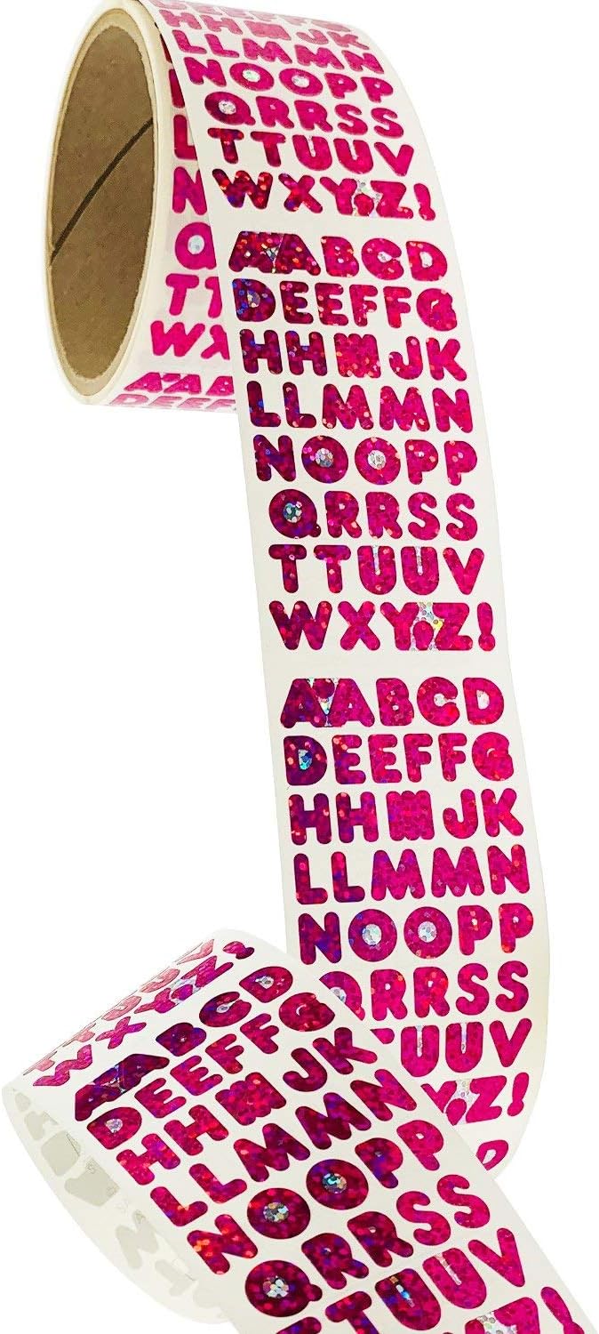 Bulk Roll Prismatic Stickers, Purple Alphabets (50 Repeats)