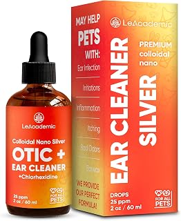 Dog Ear Cleaner OTIC+ Solution | Dog Ear Infection Treatment | Silver Cleaner & Chlorhexidine Wash for Cat in Drops | Aids with Otic Irritations & Itchings in Pets | 2 Oz