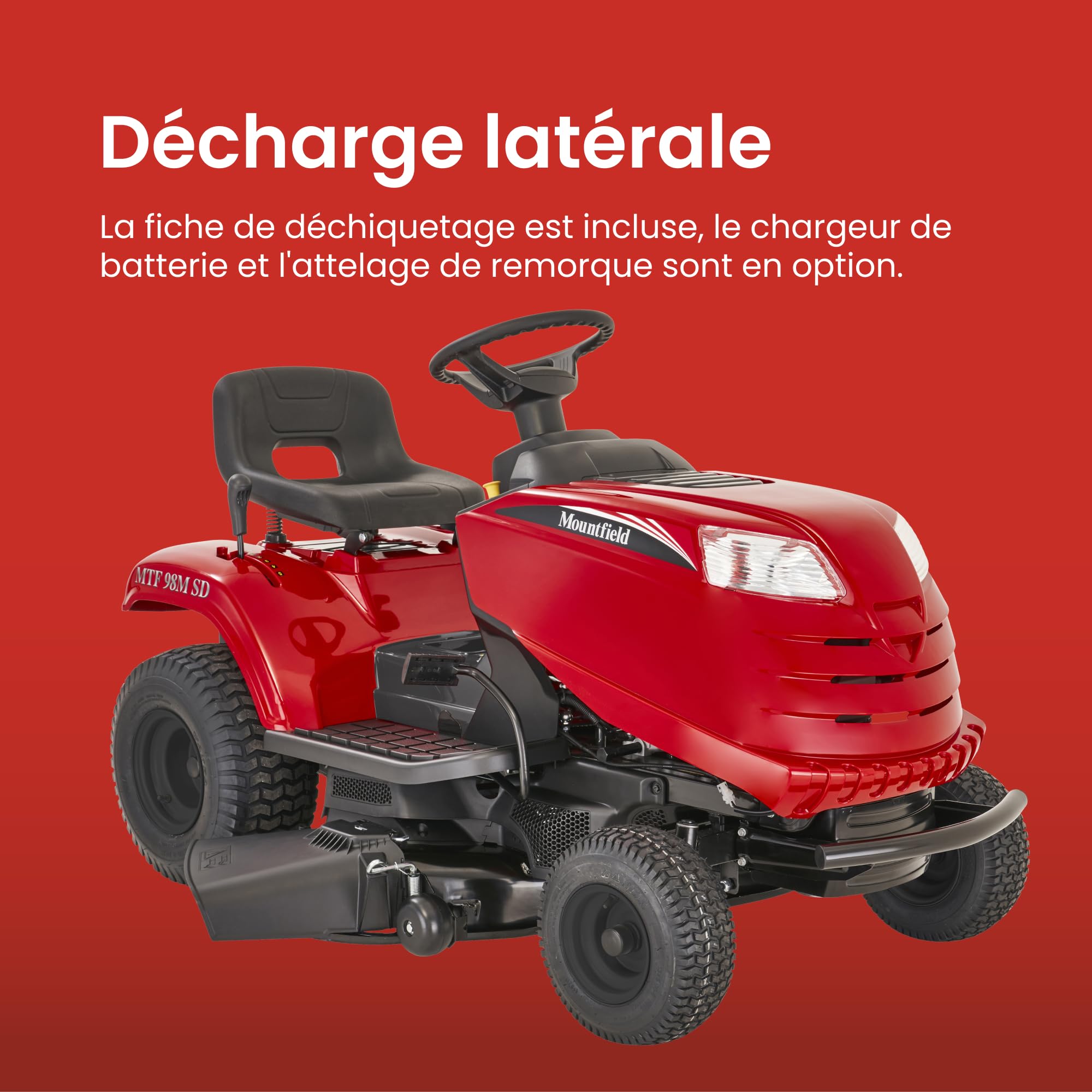 Mountfield Tracteur MTF 98M SD, 98 cm – Transmission Manuelle, Éjection Latérale – Pelouses Jusqu'à 8 000 m²