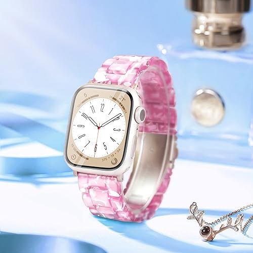 Miniatura 190 de Lightweight Resin Band For Apple Watch Series 11 10 SE 9 8 7 6 5 4 3 2 1 Ultra 3 2, Fashion Adjustable Replacement Strap for iWatch Bands 38mm 40mm