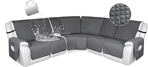 Miniatura 32 de HDCAXKJ 100% Fundas impermeables para sofá seccional reclinable en forma de L, funda de sofá reclinable acolchada lavable, fundas de esquina para