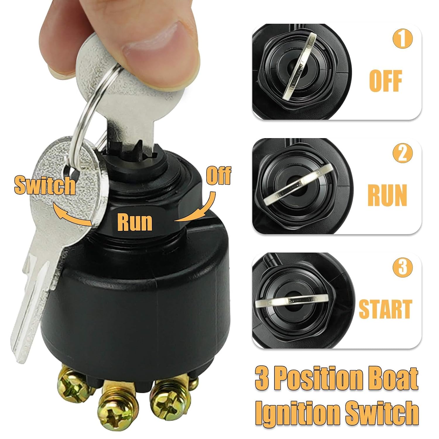 50-11651 Boat Ignition Switch with Keys for J-ohnson E-vinrude | Push to Choke Marine Ignition Starter Switch 6 Terminal 3 Position OFF-ON-START