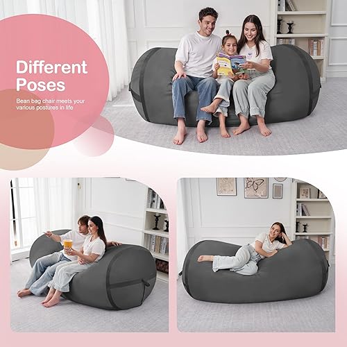 Miniatura 197 de HABUTWAY Puf gigante de 2 pies para adultos, con relleno de espuma viscoelástica, puf grande con funda de terciopelo holandés extraíble para sala de