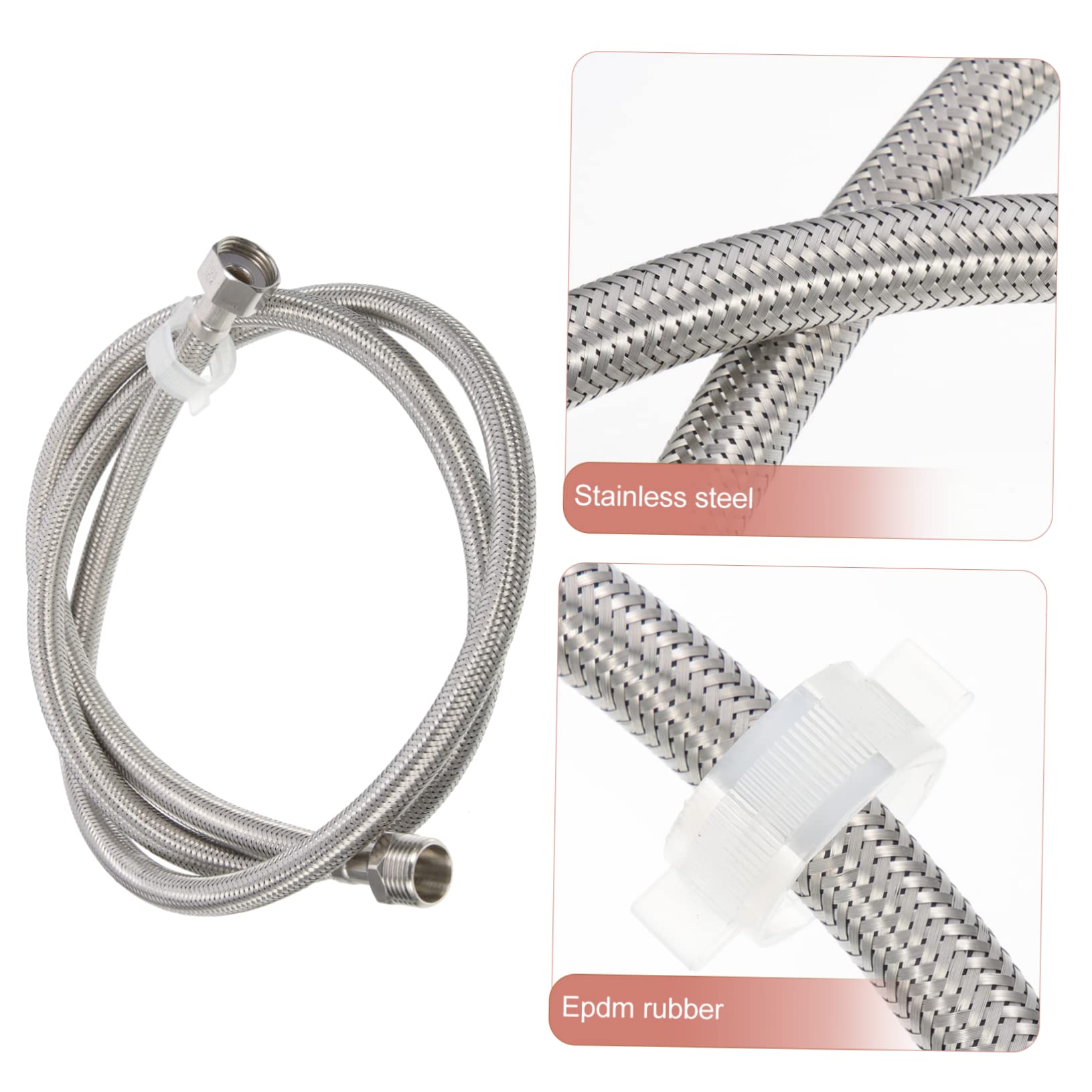 Angoily 3 Pièces Tuyau Extension pour Machine à Laver Acier Inoxydable Flexible Tressé Raccordement Pouce Intérieur et Extérieur Installation Facile et Durable