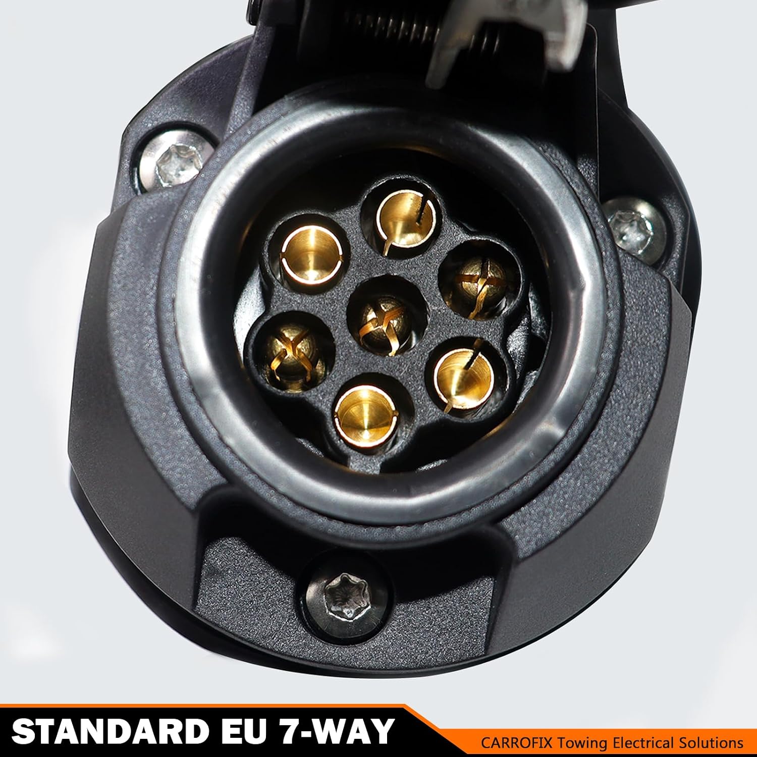 European Vehicle-Side 7-Pole Trailer Adapter Wiring Harness Kit, Powered Converter, 7-Way Trailer Connector, Black, PVC, 1.5M Cable Length for for Caravan RV Car Semitrailers