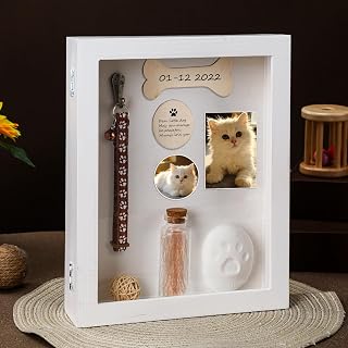 Colingmill Pet Memorial Shadow Box Kit for Dog Cat, White, 8 x 10 Inch | Wood Picture Frame, Pet Print, Urn Ashes Fur Jar Case, Memorial Gifts for Loss of Cat Dog, Passing Away Gift Memory