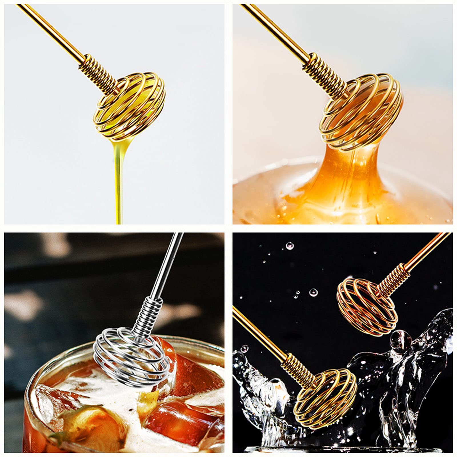 Honey Dipper Sticks Honeycomb Spoon Mixing Stirrer Stainless Steel Material 5 Colors Choose For Handmade Honey Dispenser Stainless Steel Honey Dipper
