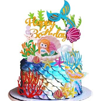 Mermaid Cake Topper Shell Cake Topper Under the Sea Tail Cake Topper Mermaid Party Supplies