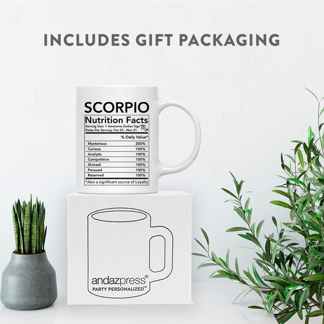 Andaz Press Astrological Zodiac Star Sign 11oz. Coffee Mug Gift, Scorpio Characteristics Nutritional Facts, 1-Pack, Horoscope Scorpio Birthday Christmas Office Cup Gifts Ideas