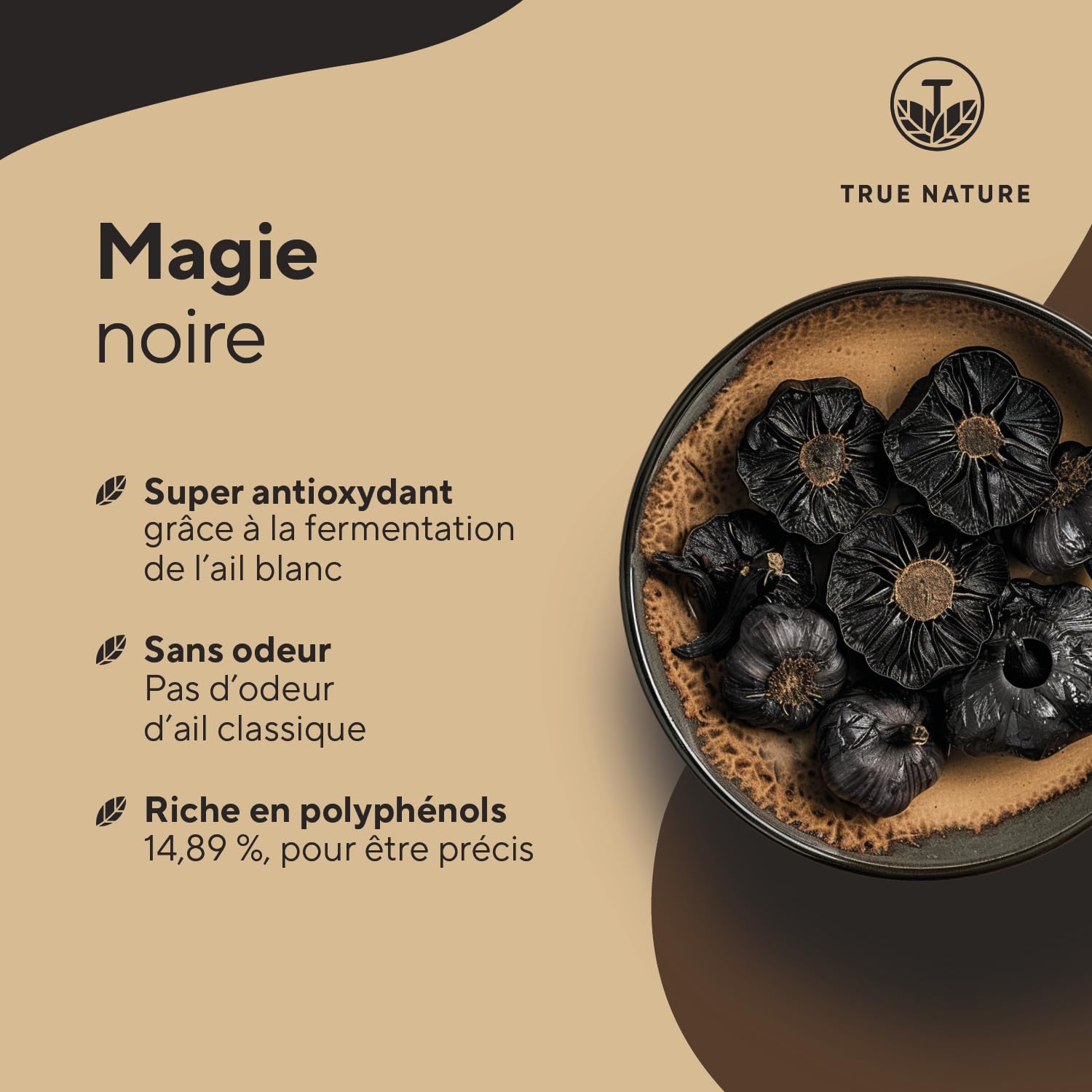 Ail Noir Fermenté - 22500mg/jour, extra concentré (15:1) - 360 Gélules, Vegan - Immunité, Santé Cardiaque & Circulation Sanguine - S-Allylcystéine - Sans: Additifs, Gluten&Lactose - TRUE NATURE