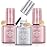 modelones Gel Base and Top Coat Set 3 Pcs, Clear No Wipe Glossy and Matte Top Coat & Base Coat Nail Polish 2025 Upgrade Formula Pro Gel Mini Salon Manicure Kit Gift for Women Girls Starter