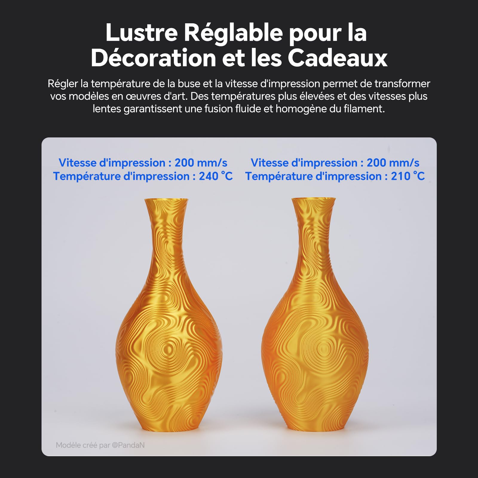 ANYCUBIC Filament PLA Soie 1,75 mm Or 1KG, Filament pour Imprimante 3D Brillant Précision Dimensionnelle +/- 0,05 mm, Bobine 1kg Compatible avec Imprimantes 3D FDM