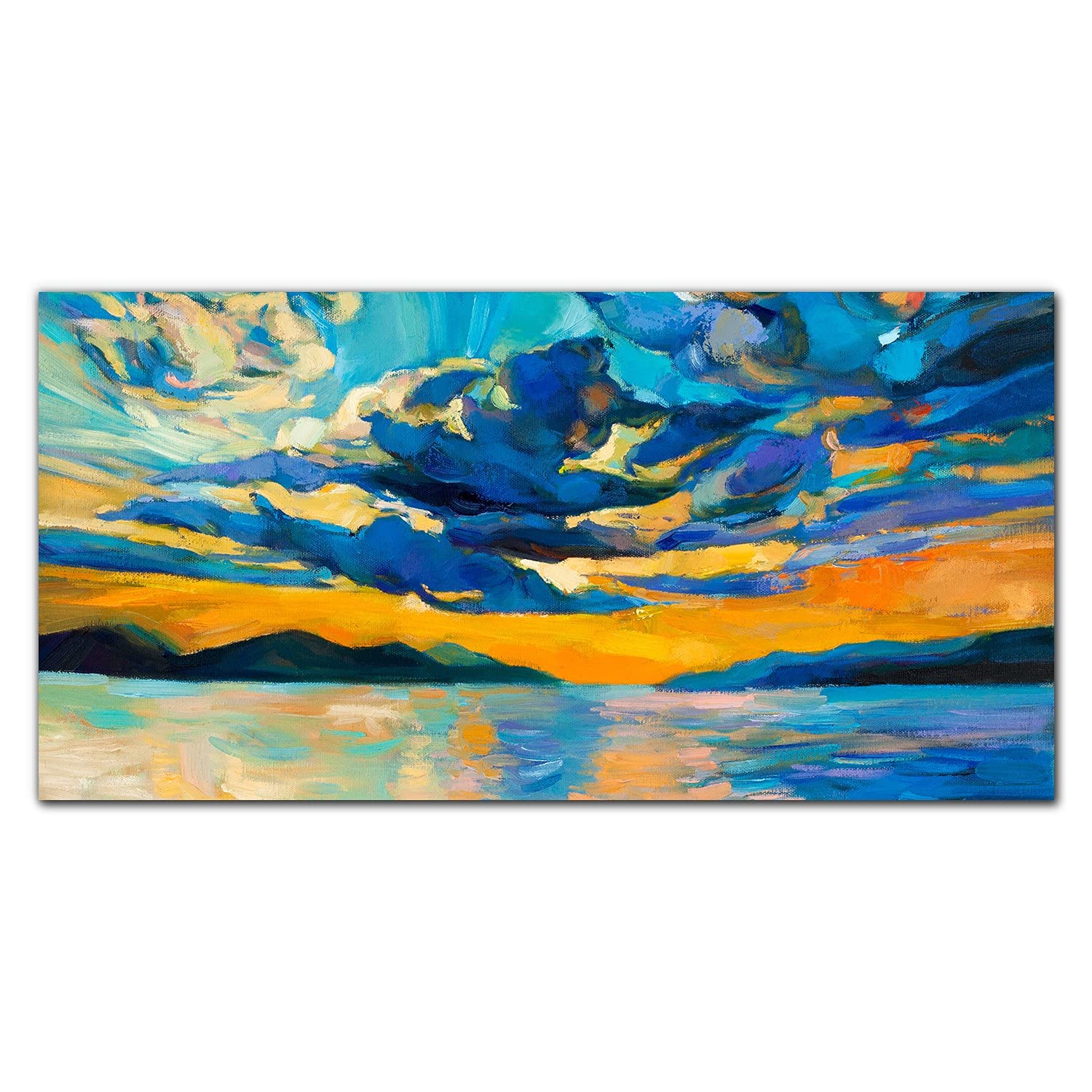 Crédence de cuisine 140x70cm en verre trempé adhésif motif ciel coucher de soleil