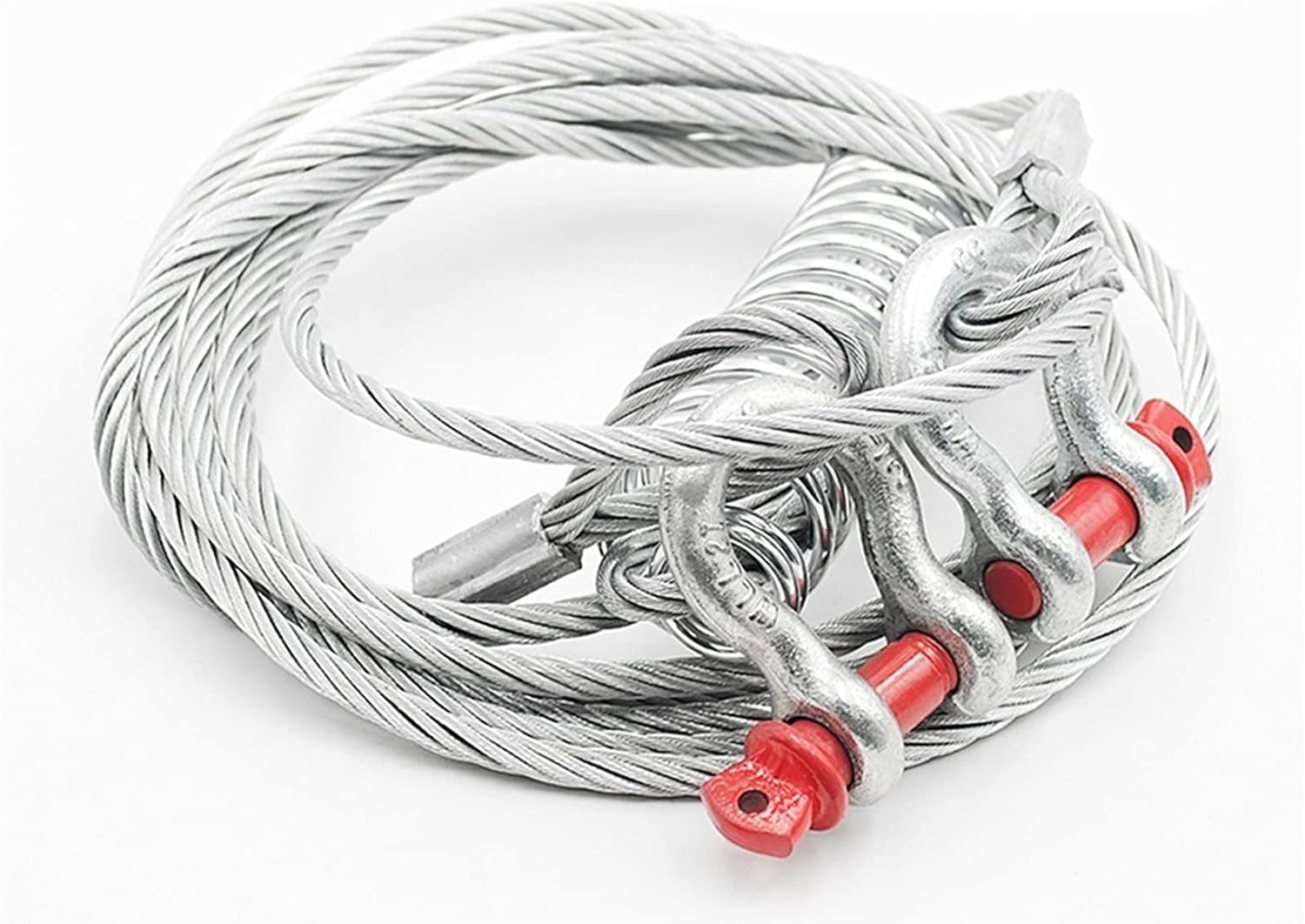 フック付き牽引ロープ 鋼線牽引ロープ5トン5メートル 6メートルバッファースプリングと車およびsuv用uフックオフロード車牽引ロープ牽引ロープ Size 最旬ダウン 6m