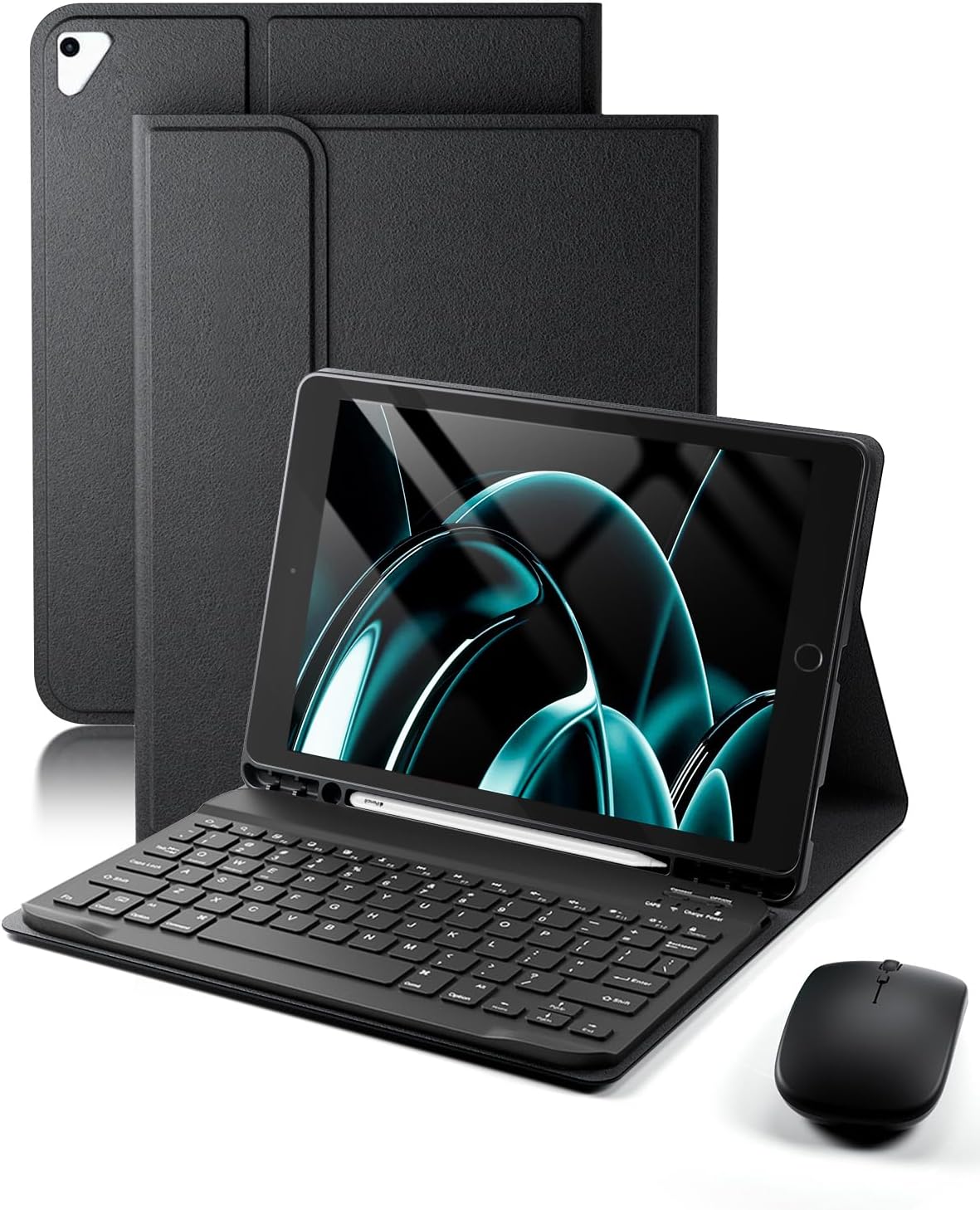 Keyboard Case for iPad 9.7 inch, iPad 6th Generation (2018), iPad 5th Gen (2017), iPad Air 2 (2014), - Mouse and Detachable Keyboard for iPad Pro 9.7, Slim Case with Pen Holder, Auto Sleep/Wake-Black