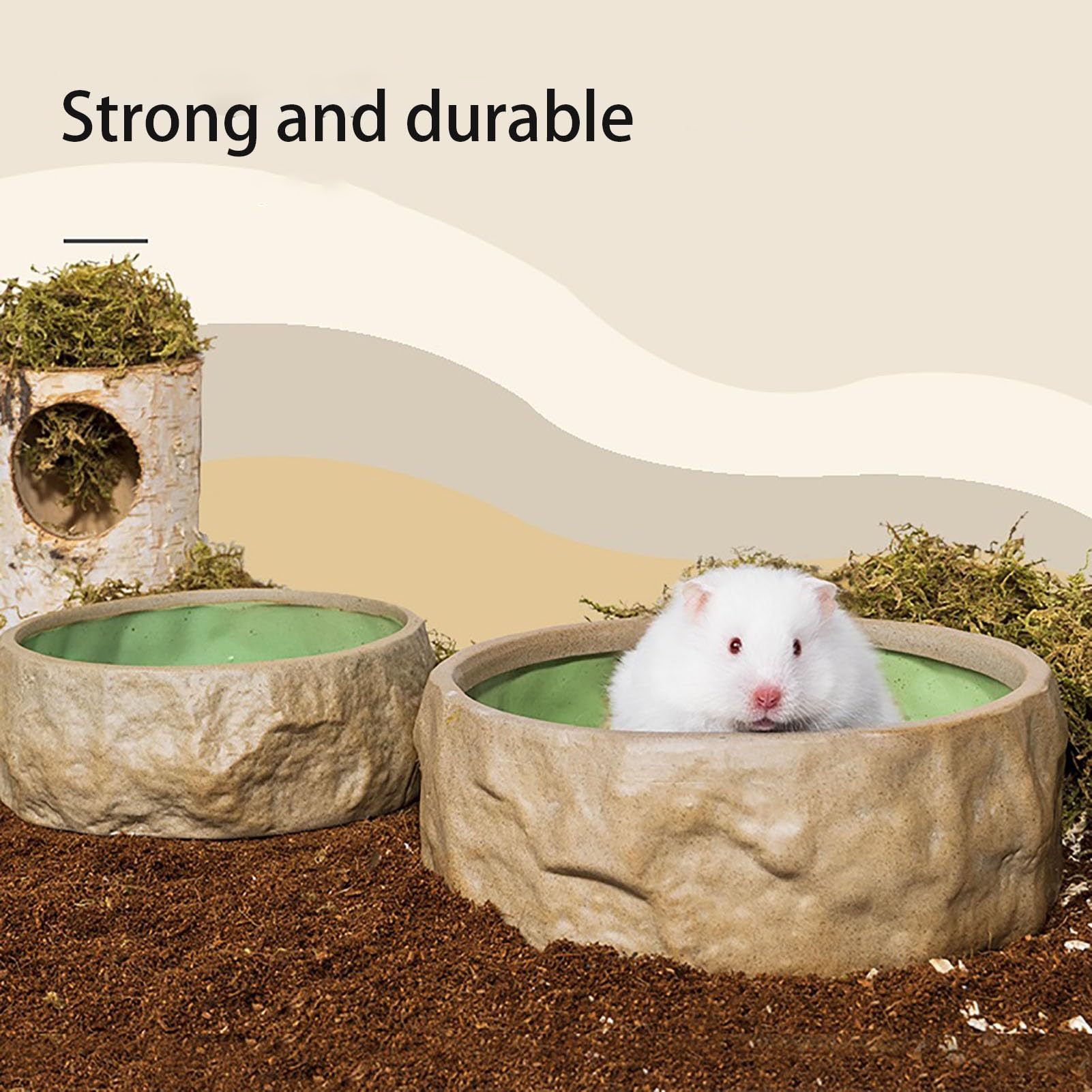 Ceramiczny Kąpieli Z Piaskiem Piaskowej Dla Chomików I Innych Małych Zwierząt Wanna Dla Chomików Kamienna Umywalka Duża Pojemność Chomik Piasek Łazienka(M)