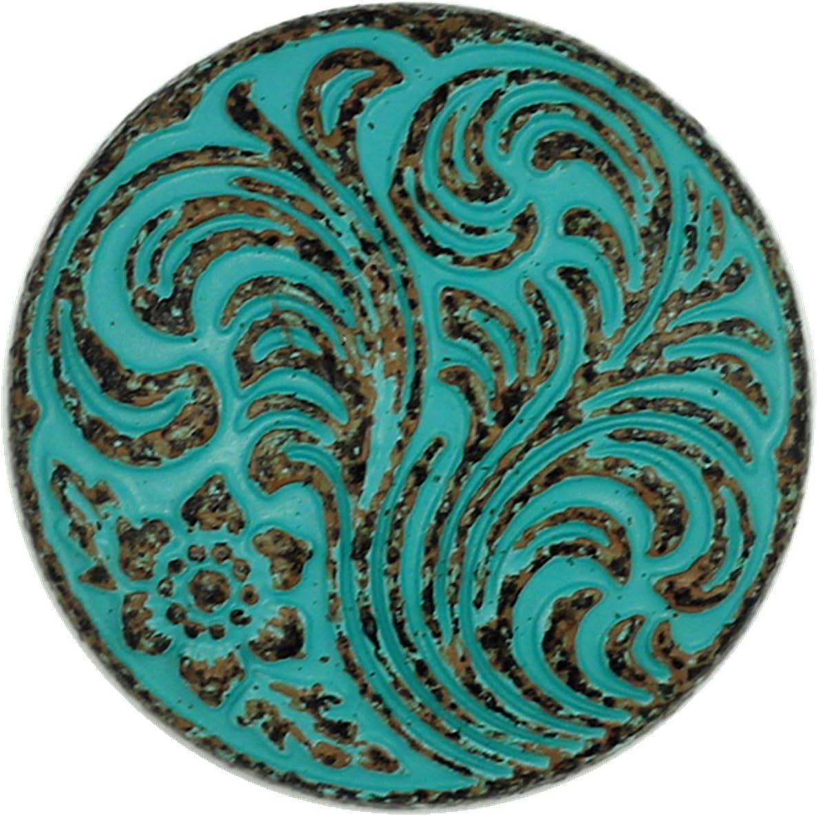 Bezelry 12 Pieces Swirl Leaves and Flower Metal Shank Buttons. 21mm (13/16 inch) (Antique Silver)