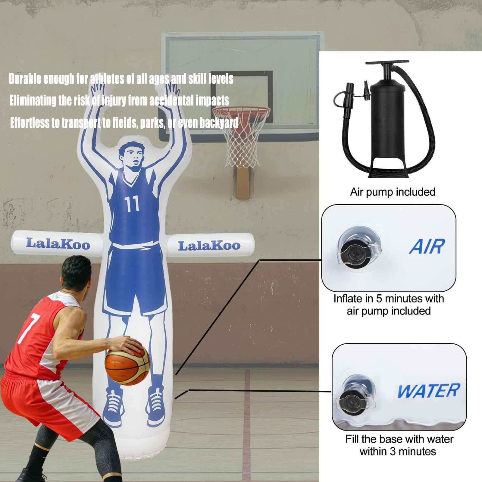 Maniquí inflable de baloncesto para entrenamiento de baloncesto, maniquí de entrenamiento laxo para practicar con bomba de aire, ayuda fácil para el movimiento