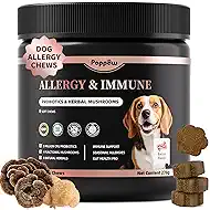 Dog Allergy Chews - Paw Licking, Seasonal Allergy & Itch Relief - Probiotics for Dogs Immune & Gut Health with Turkey Tail Mushroom, Pumpkin - Bacon Flavor - 90 Count