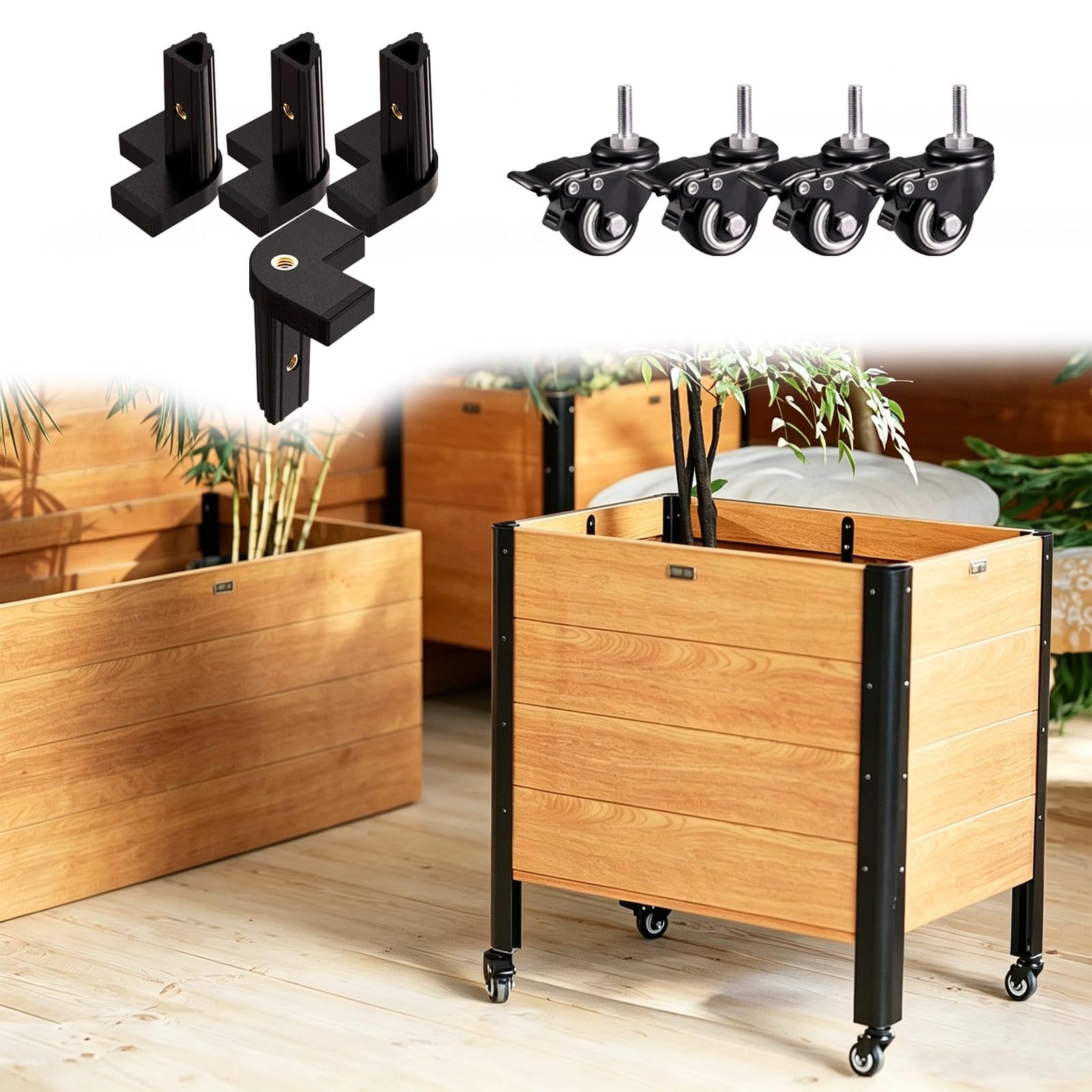 Jardineras elevadas de jardín L80xW60xH60cm con patas intercambiables y gran espacio de cultivo