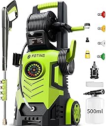 Pressure Washer 5000PSI with Adj-8-Level Touch Screen, 34" Tall Power Washer, 4 Quick Connect Nozzles, Inlet Hose&Filter&500mlFoam Cannon for Cars/Fences/Driveways, Green