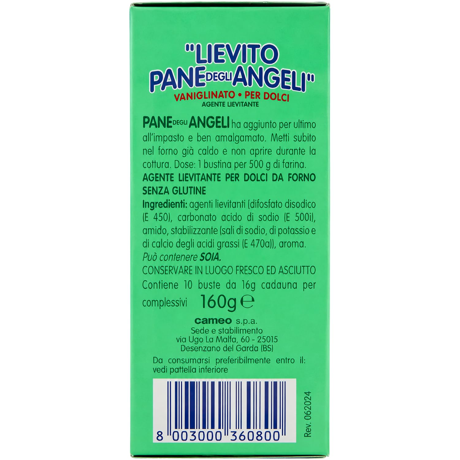 Lievito per Dolci Vanigliato Istantaneo – Agente Lievitante per Torte, Biscotti e Pan di Spagna – 160 g (10 Buste da 16 g) – Variazioni 4/8/12 Pezzi (12 pezzi)