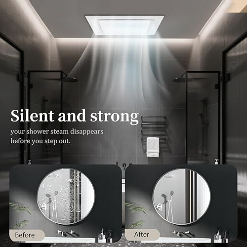 Miniatura 6 de Extractor de baño Panel de 10 pulgadas ultra silencioso sin luz (montaje de 8 x 8), 1.0 Sone 110CFM, conducto de 4 pulgadas para bañogarajehogar