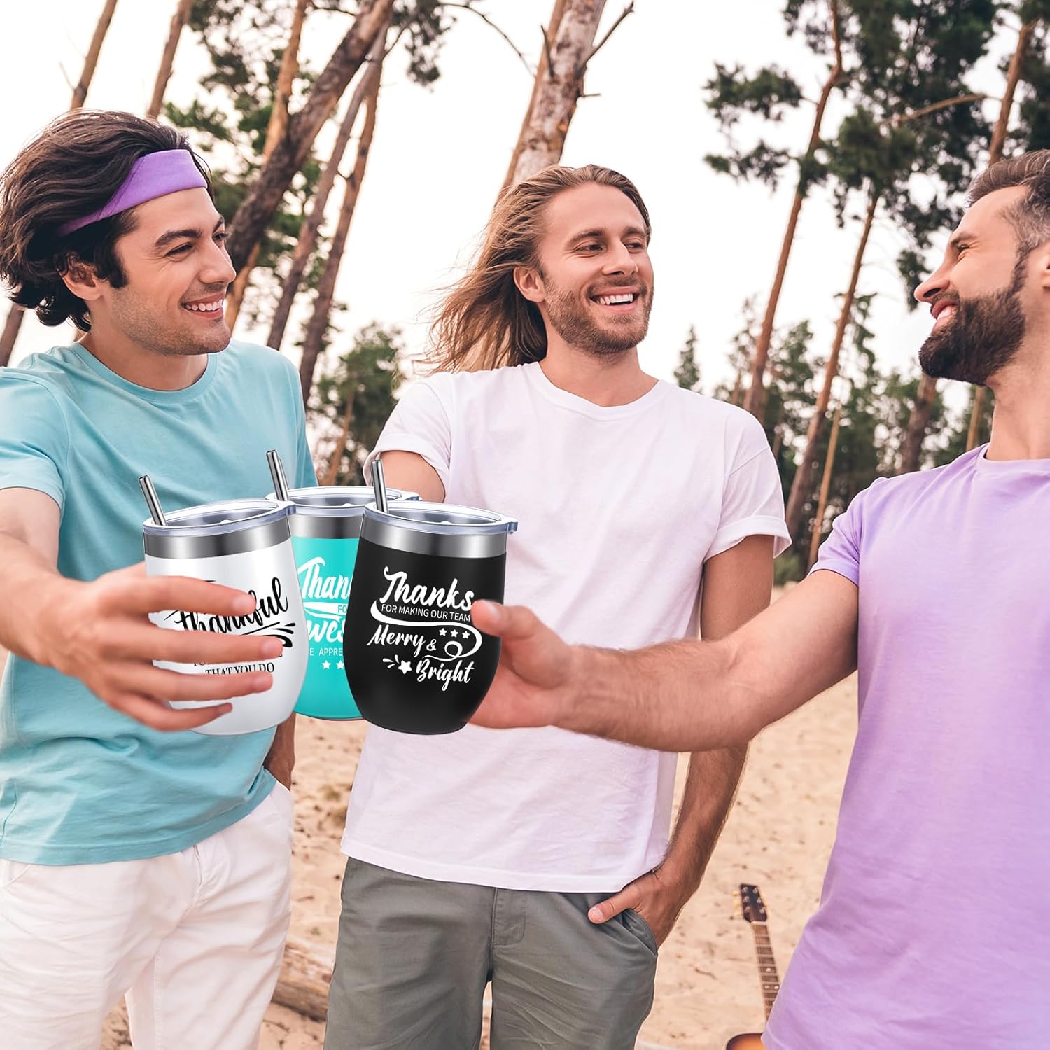 Sieral Team Gifts for Employees Thank You Tumbler Bulk Employee Christmas Appreciation Gifts for Coworkers Office Staff 12 oz Stainless Steel Tumbler with Lid and Straw(Elegant Style,12 Pcs)