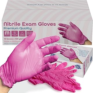 USA Pink Nitrile Gloves Disposable — Non-Latex, Powder-Free, Ambidextrous Design Multi-purpose Gloves for House Chores, Nail Tech, Salon, Tattooing, Esthetician and more — (1000 pcs, Medium)