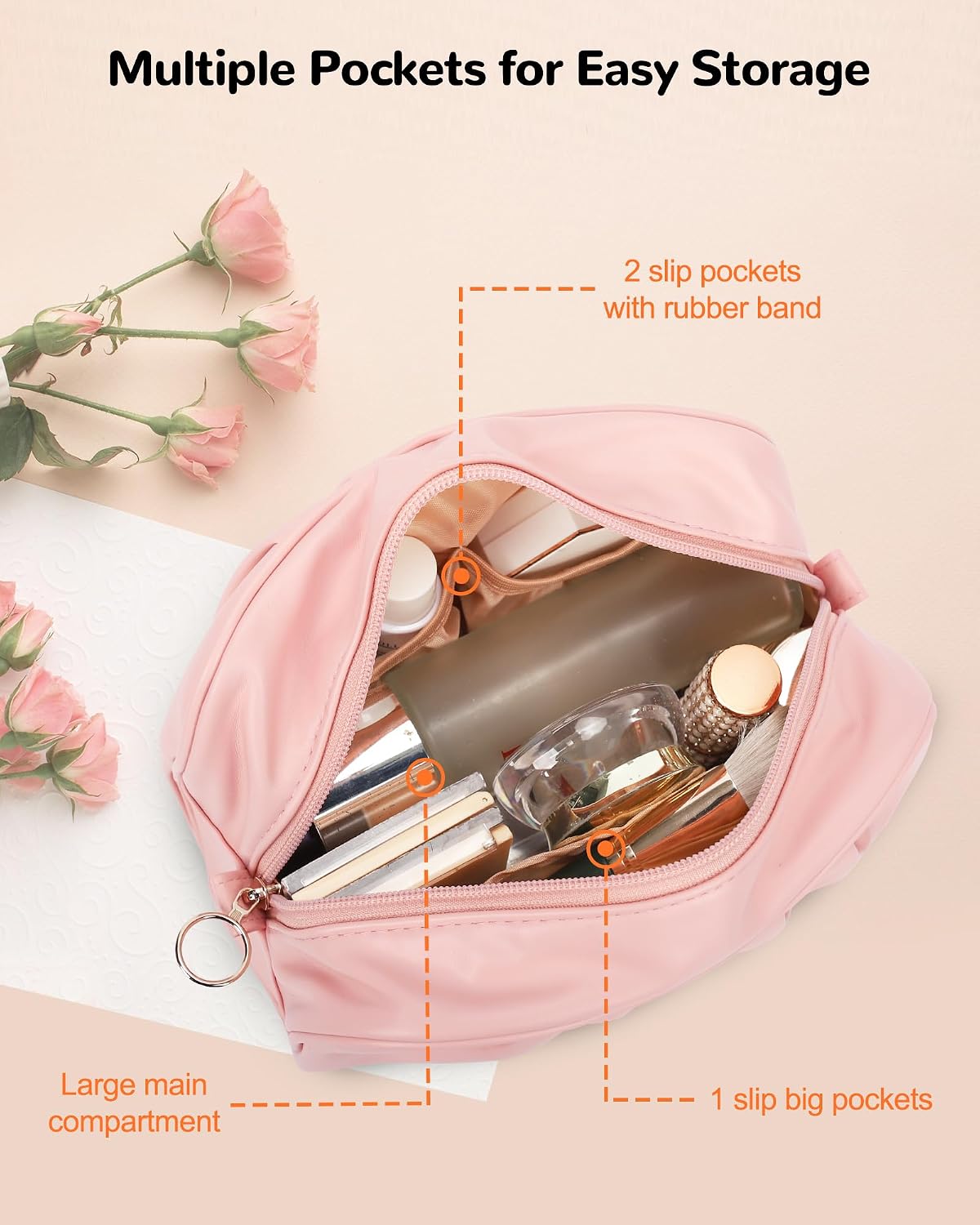 NAONAYA Makeup Bag for Woman, Large Capacity Makeup Case Bags image 2
